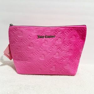 NWT! [Juicy Couture] Pink Super Soft Velvet Large Makeup Bag w/Travel Bottle